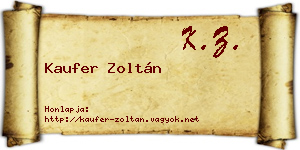 Kaufer Zoltán névjegykártya